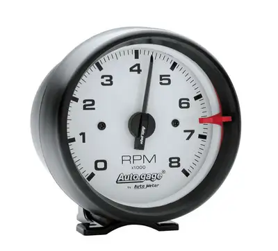 AutoMeter Gauge, Tach, 3 3/4", 8k RPM, Pedestal, Wht Dial Blk Case, AutoGage
