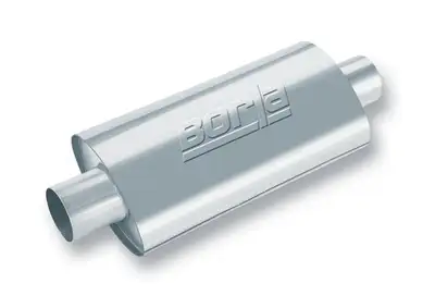 Borla XR-1 Stainless Sportsman Racing Mufflers Full Bodied Cars CenterCenter Oval Body 4 in. Inlet 4 in. Outlet 16 in. x 4.5 in. x 7.88 in. Body Size 21 in. Overall Length T-304 Stainless Steel