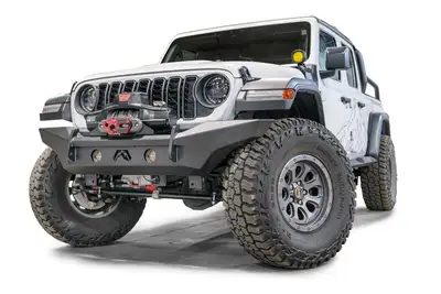 Fab Fours Lifestyle Winch Bumper; w/No Guard; Plate Steel; Carbon Black Powdercoat;