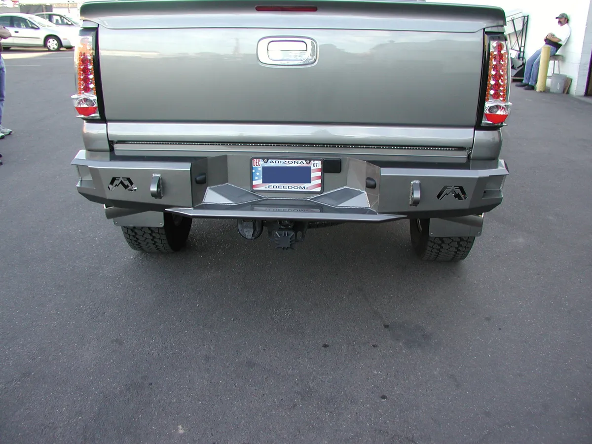 Fab Fours Heavy Duty Rear Bumper; 2 Stage Black Powder Coated; Incl. 0.75 in. D-Ring Mount;