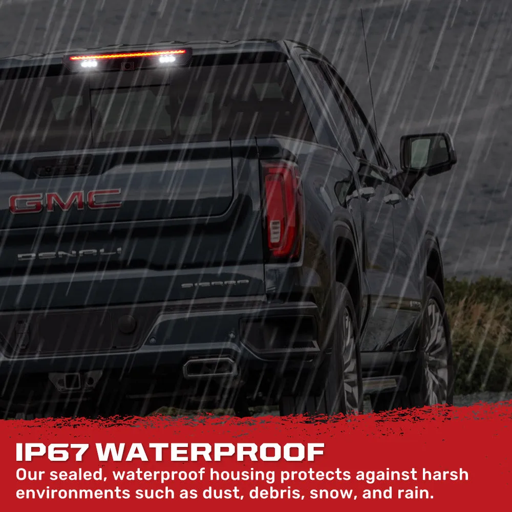 Gmc Chevy 19-21 Sierra Silverado 1500 4rd Gen 20-21 2500 3500 - Ultra High Power Red LED 3rd Brake Light Kit w Ultra High Power Cree Xml White LED Cargo Lights Replaces LED 3rd Brake Light With Cargo Bed Camera - Attn Only Fits Models Which Includ product image