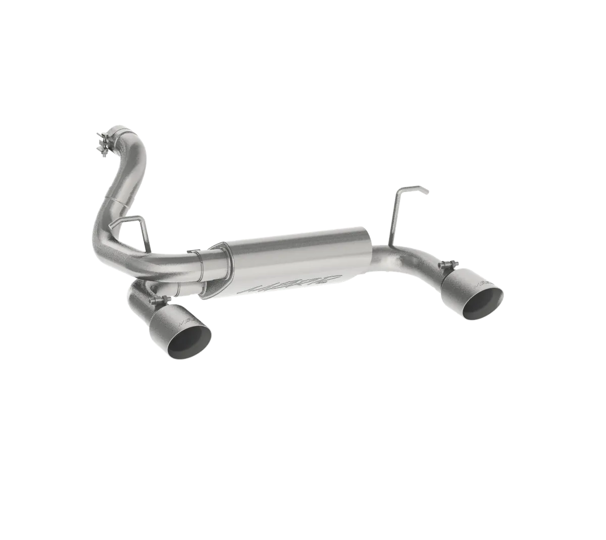 Armor Plus Axle Back Exhaust System; 2.5 in.; Incl. Inlet Pipe/Muffler/Pass. And Driver Side Tailpipe/Clamps/4 in. OD Tips; Dual Rear Exit; 409 Stainless Steel; product image