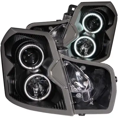 ANZO USA Projector Headlight Set w/Halo; Clear Lens; Black Housing; Pair; CCFL;