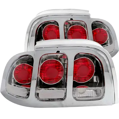 ANZO USA Tail Light Assembly; Clear Lens; Chrome Housing; Pair;