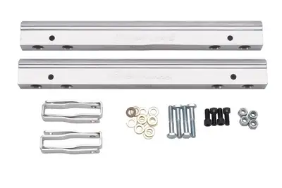 Edelbrock Edelbrock 3630 Fuel Rail Kit for Small-Block Chevy -6 AN in Clear Finish