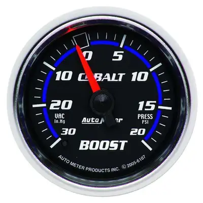 AutoMeter Gauge, Vac/Boost, 2 1/16", 30inHg-20psi, Mechanical, Cobalt