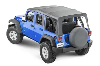 MasterTop Jeep JK Replacement Top No Doorskins Tinted Glass For 07-09 Jeep WranglerJK 4 Door Black Diamond MasterTop