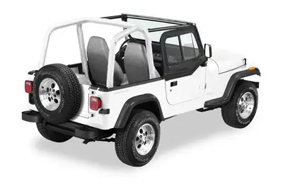 Bestop Rounded Upper Door Sliders Rear Corner Jeep 1988-1995 Wrangler YJ Fits Supertop, Sunrider or Halftop Black Denim Single Sliding Bestop