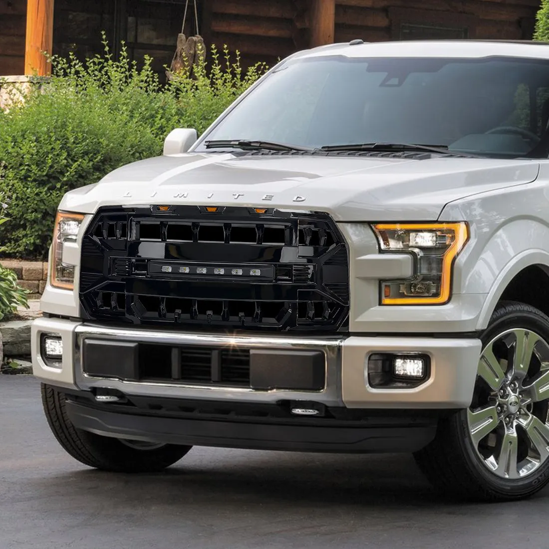 American Modified Amfmaa00115 Armor Grille With LED Off-Road Lights - Matte Black product image