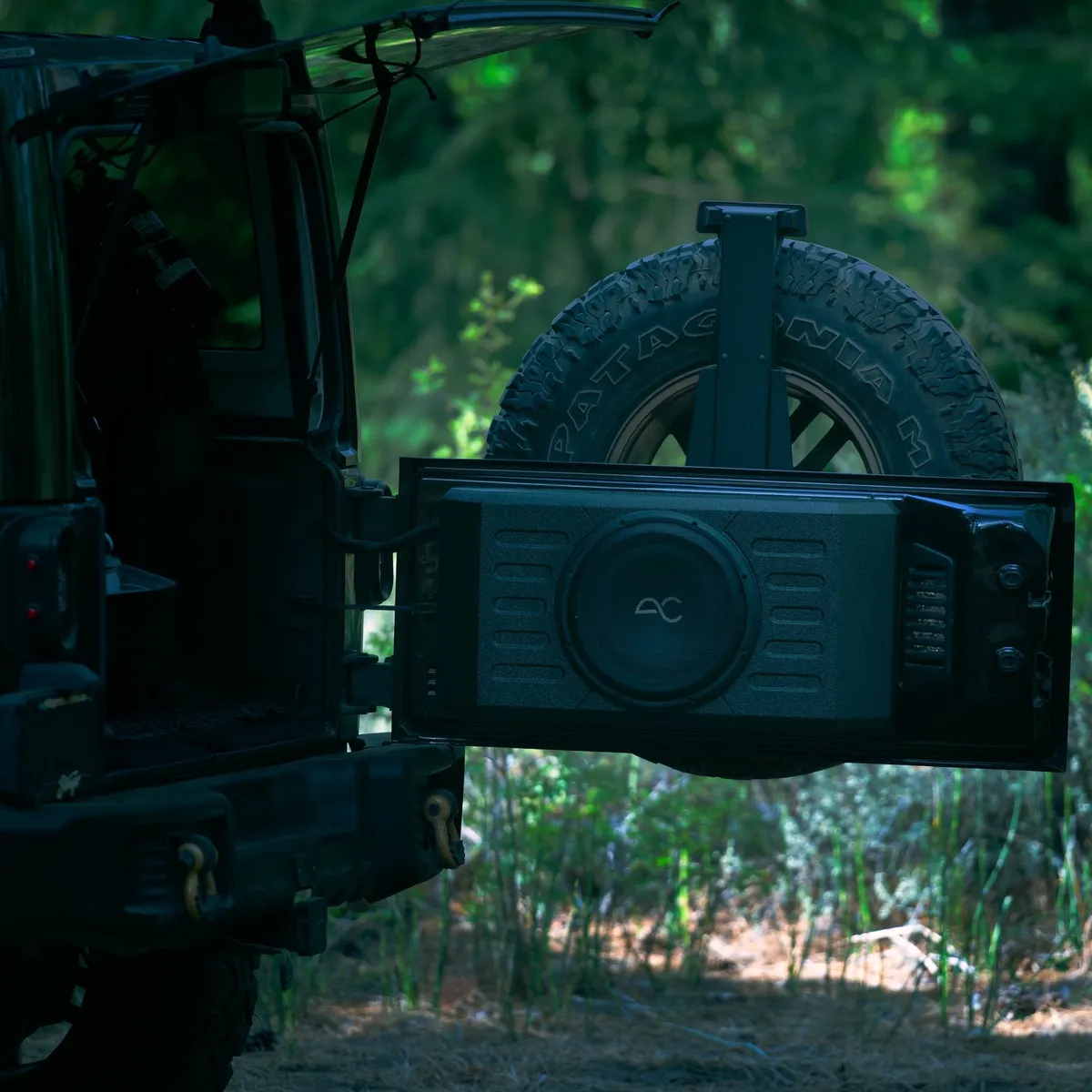 Jeep Wrangler JK/JL 12" Swing Gate-Mounted 400 Watt (RMS) Loaded Sealed Subwoofer Box Enclosure by AudioControl product image