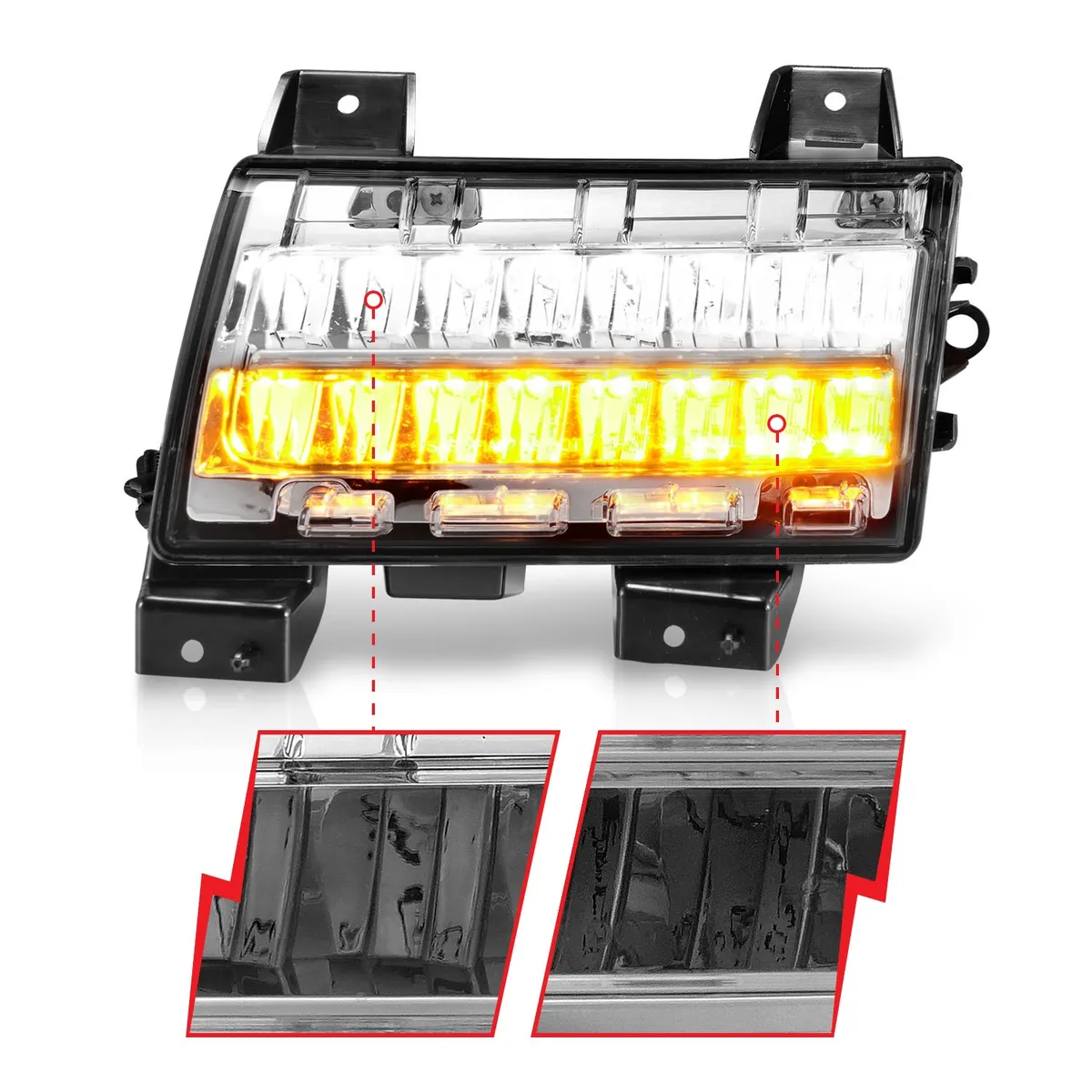Jeep Wrangler 18-25 Full LED Fender Lights Chrome w/ Sequential Signal (For Sport, Sport s Model Halogen Fender Lights) product image