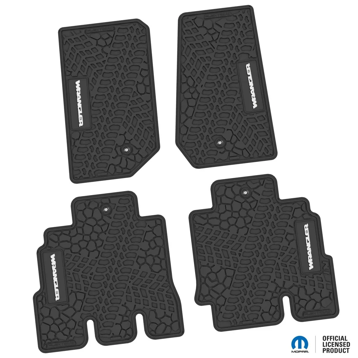 07-13 Jeep JKU 4 Dr Front and Rear -Tire Tread/Scorched Earth Scene w/ Wrangler Insert - Black w/ Red Insert product image
