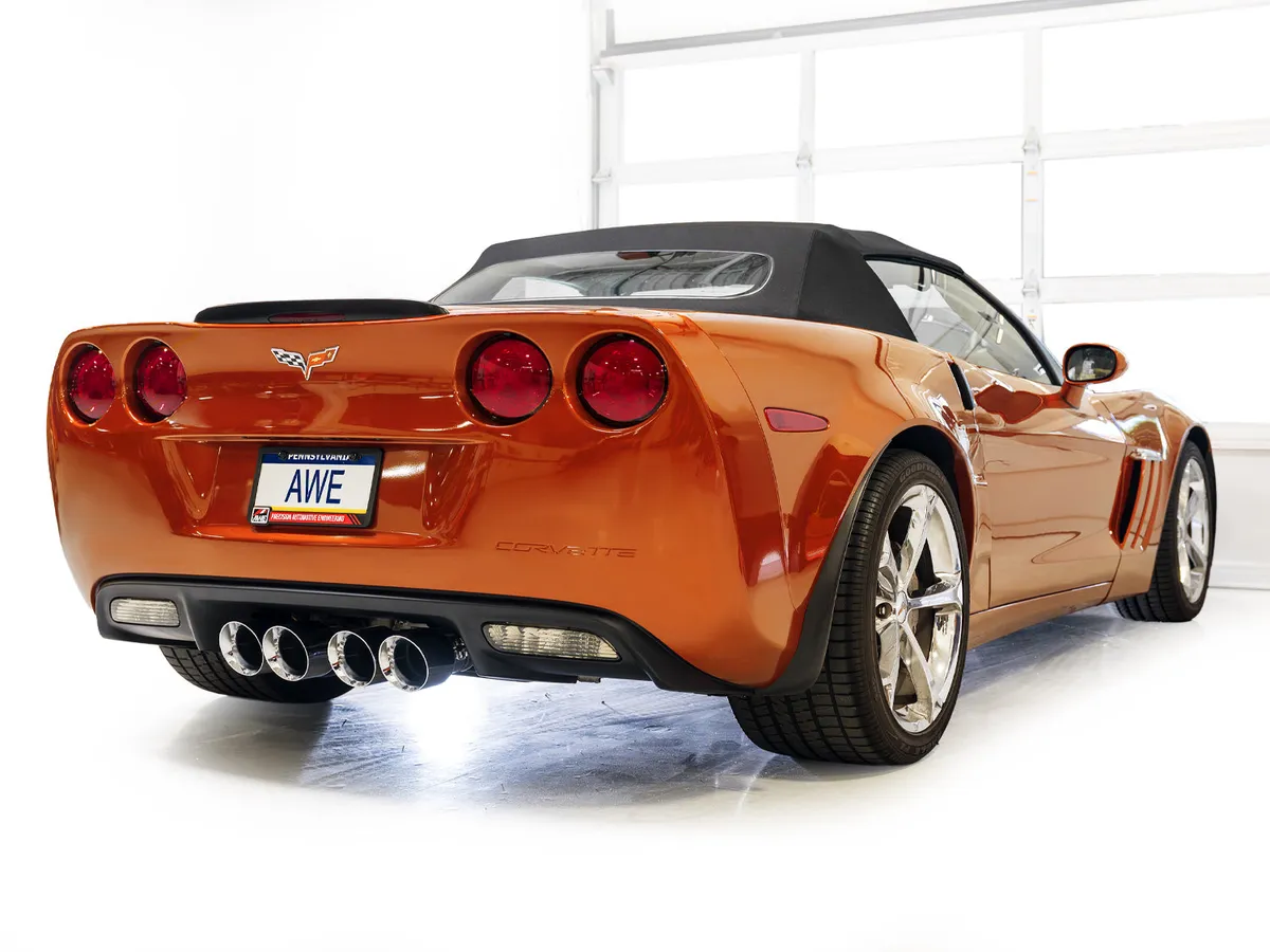 AWE Touring Edition Axleback Exhaust for C6 Chevrolet Corvette 6.0L (2005-2007) and 6.2L (2008) - Diamond Black Tips 3015-43660 product image