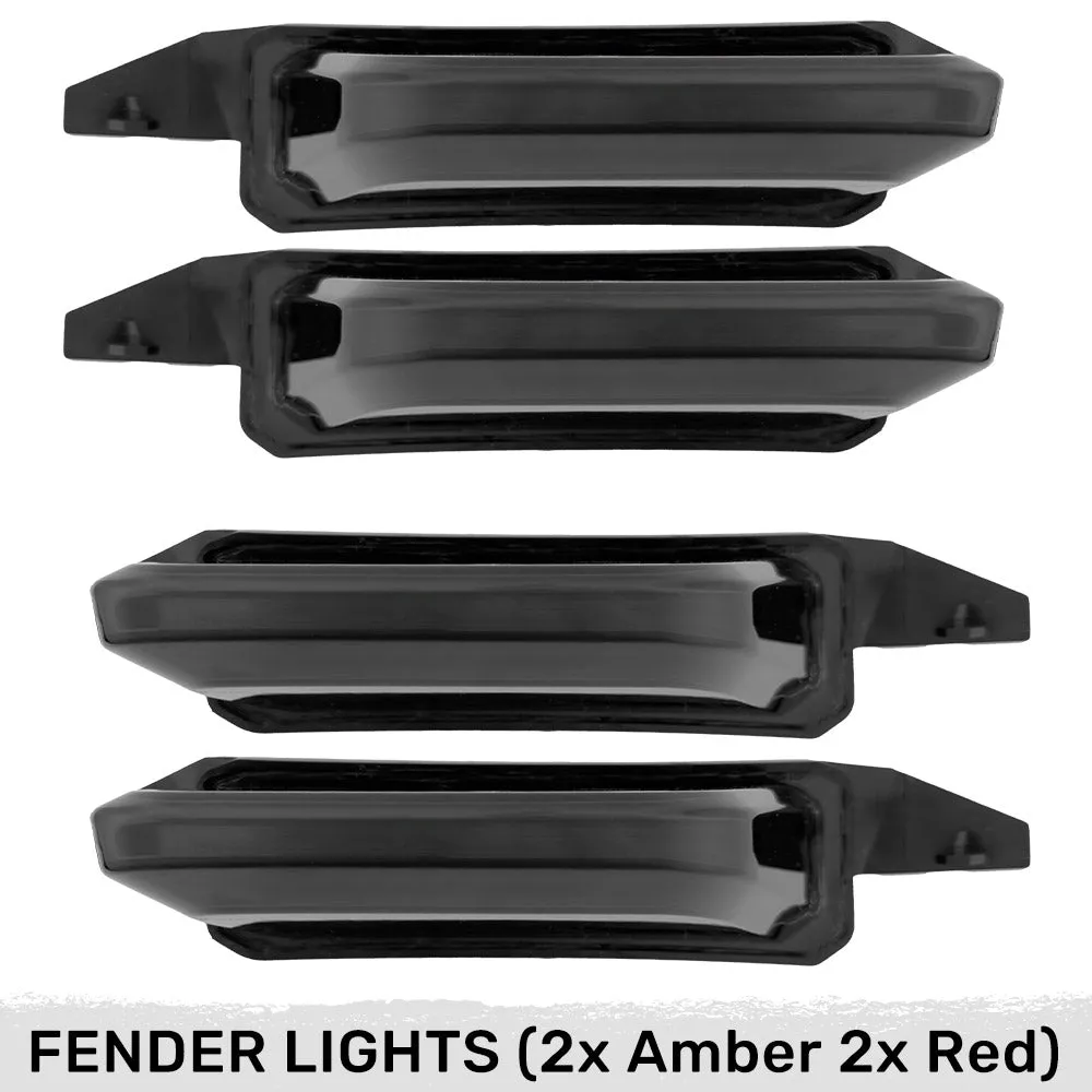 Ford 21-22 Raptor 7-Pc Fender & Hood Light Kit Smoked Lens White or Amber LED Running Lights w/ Startup Light Sequence product image