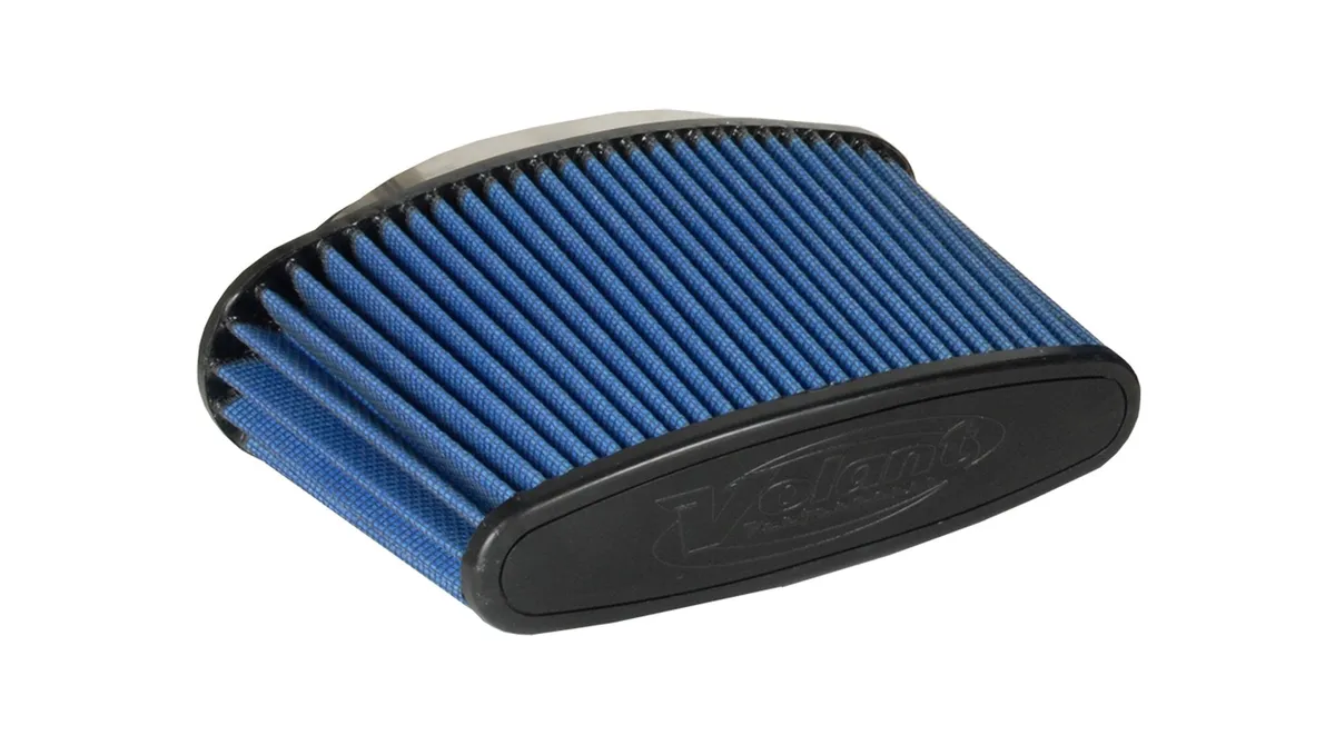 Pro 5 Air Filter; Oval; 2.25 X 7 in. Flange; 3.75 in X 10 in. Base; 2.25 X 8.5 in. Top; H-6 in.; Blue; Fits PN[15958C]; product image