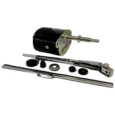 Crown Automotive Jeep Replacement 1941-1945 MB;1945-1949 CJ-2A;1948-1953 CJ-3A;1952-1952 M38 w/ 12 Volt Electrical System;1952-1963 M38A1 w/ 12 Volt Electrical System;1953-1958 CJ-3B;1955-1958 CJ-5;1955-1958 CJ-6;12 Volt Wiper Motor Kit; Includes Motor Arm Blade and Mounting Grommets