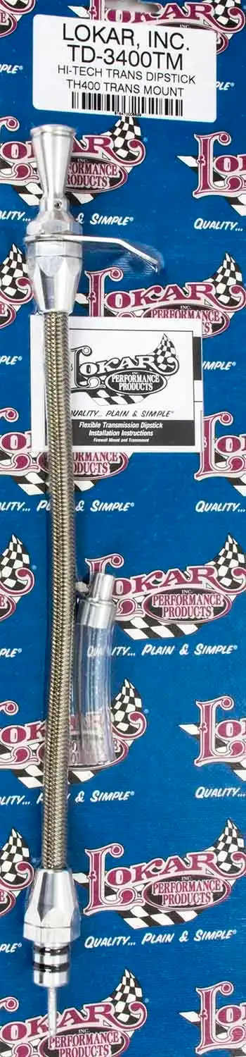 Lokar Hi-Tech Flexible Braided Transmission Dipstick; Transmount; Incl. Flexible Inner Dipstick/Funnel Adapter/Braided Stainless Outer Housing; Stainless Steel Finish;