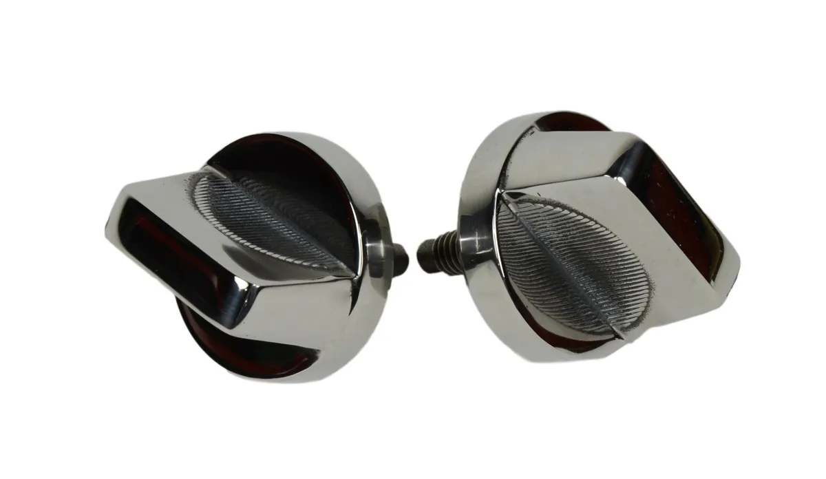 Kentrol Jeep CJ/YJ Windshield Knobs Pair 76-95 CJ and Wrangler YJ Polished Silver Kentrol