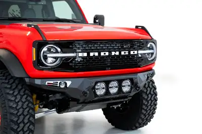 Addictive Desert Designs 21c Ford Bronco Bomber Front Bumper Black Powdercoat Finish
