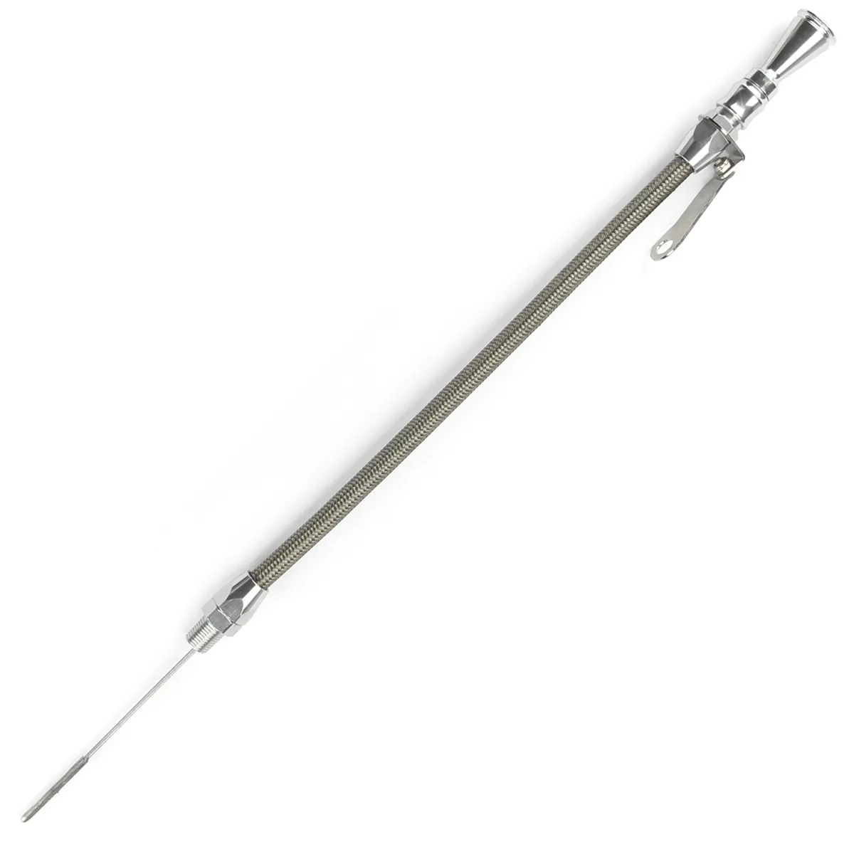 Anchor Tight Locking Flexible Engine Dipstick; Brite; Universal; 1/4 in. NPT Fitting Gauge To Fit; 12 in. Housing Length; Extra Long Inner Rod; product image