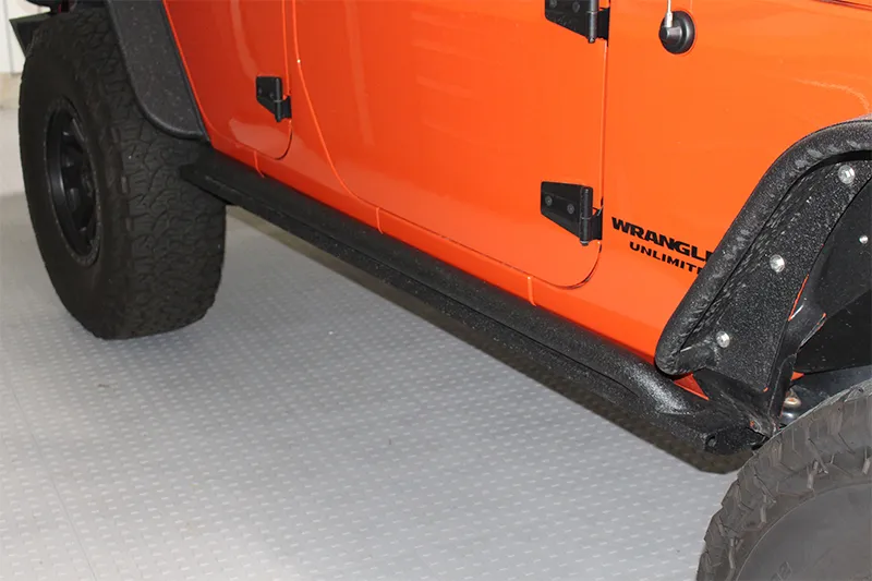 Jeep JK Rock Slider 07-18 Wrangler JK 4 Door Rubicon Steel Black Textured Powdercoat Fishbone Offroad product image