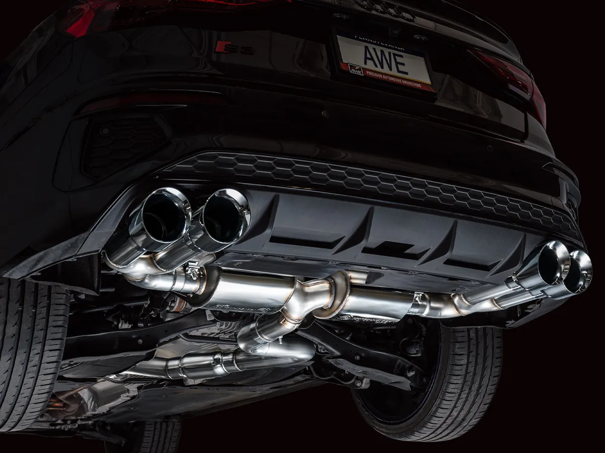AWE Track Edition Exhaust for Audi 8Y S3 - Chrome Silver Tips product image