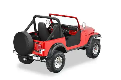 Bestop Lower Fabric Half Doors For Jeep 1980-1986 CJ7 W/Post Style Strikers With Post Style Strikers Black Crush Bestop