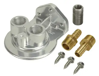 Derale Derale 13005 Single Ports Up 3/8 NPT Remote Filter Mount Kit with 3/4-16 Filter Threads