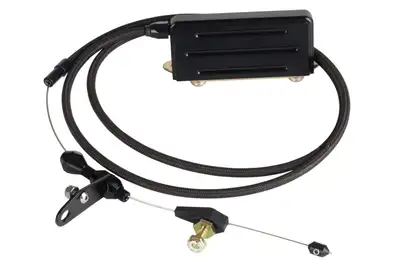 Lokar Hi-Tech Electric Kickdown Kit; U-Cut-To-Fit; Incl. Aluminum Fittings w/Ferrule/Instructions; Black Housing; Black Switch Box; Black Finish;