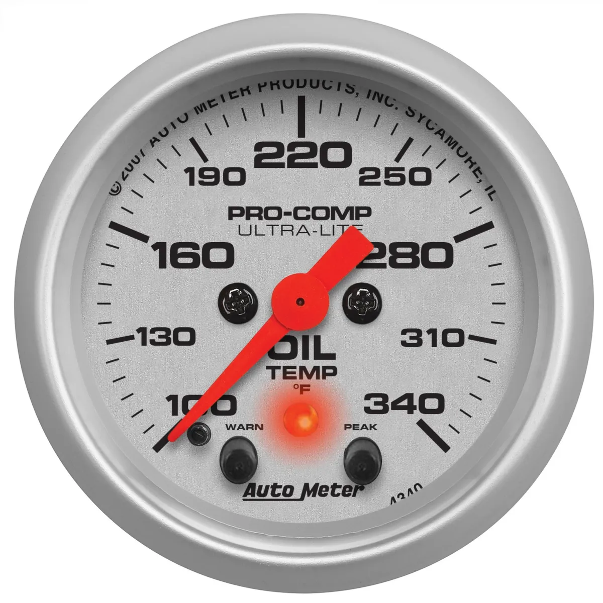 Gauge, Oil Temp, 2 1/16", 340?F, Stepper Motor w/Peak & Warn, Ultra-Lite product image