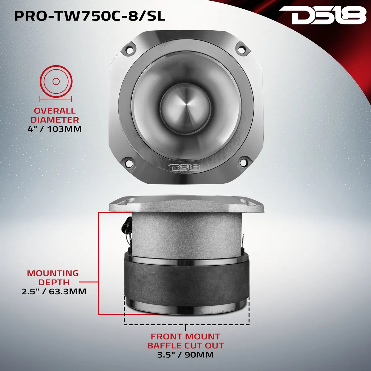 4" Super Bullet Tweeter with 1.5" Titanium Voice Coil and Oversized Ferrite Magnet 200 Watts 8-Ohm product image