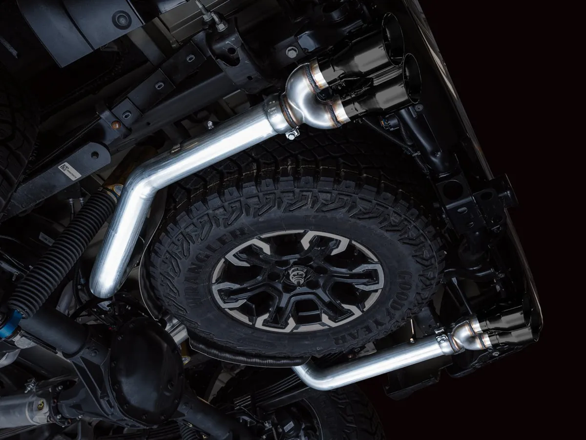 AWE 0FG Catback Exhaust for Silverado ZR2/Sierra AT4X - Dual Bashguard (no tips) product image