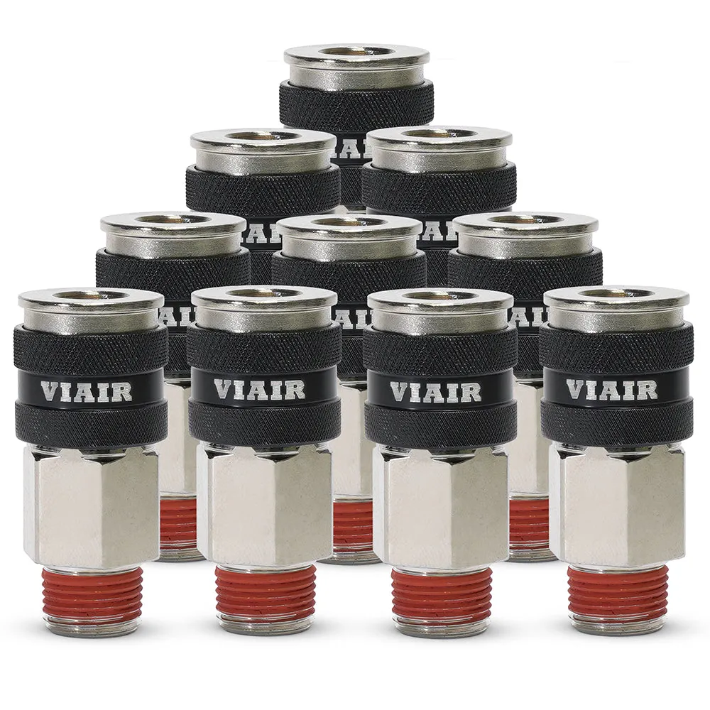 "3/8"" NPT - (M) Automatic Coupler - Steel / Nickel Plated w/ black sleeve & No Logo-10pc" product image