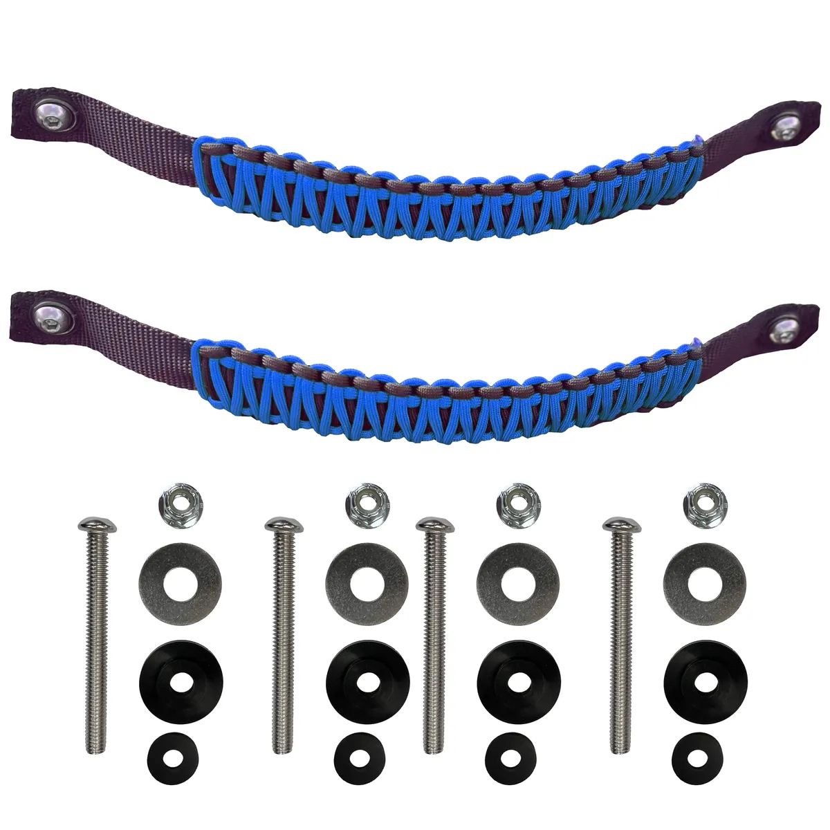 Paracord Grab Handles Front Pair Bolt-On For Jeep Wrangler Jl, Jlu & Gladiator 2018-2025 - 550 Paracord | Bartact | Black / Royal Blue product image
