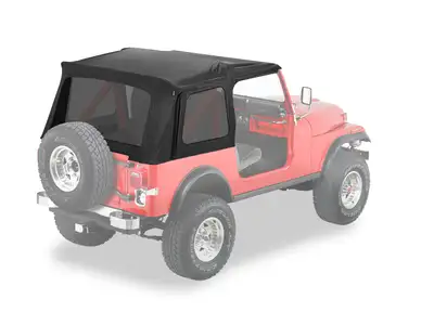 Bestop Jeep CJ7 Soft Top Supertop Classic Squareback Soft Tops For Jeep 1976-1986 CJ7 Tinted Black Denim Bestop