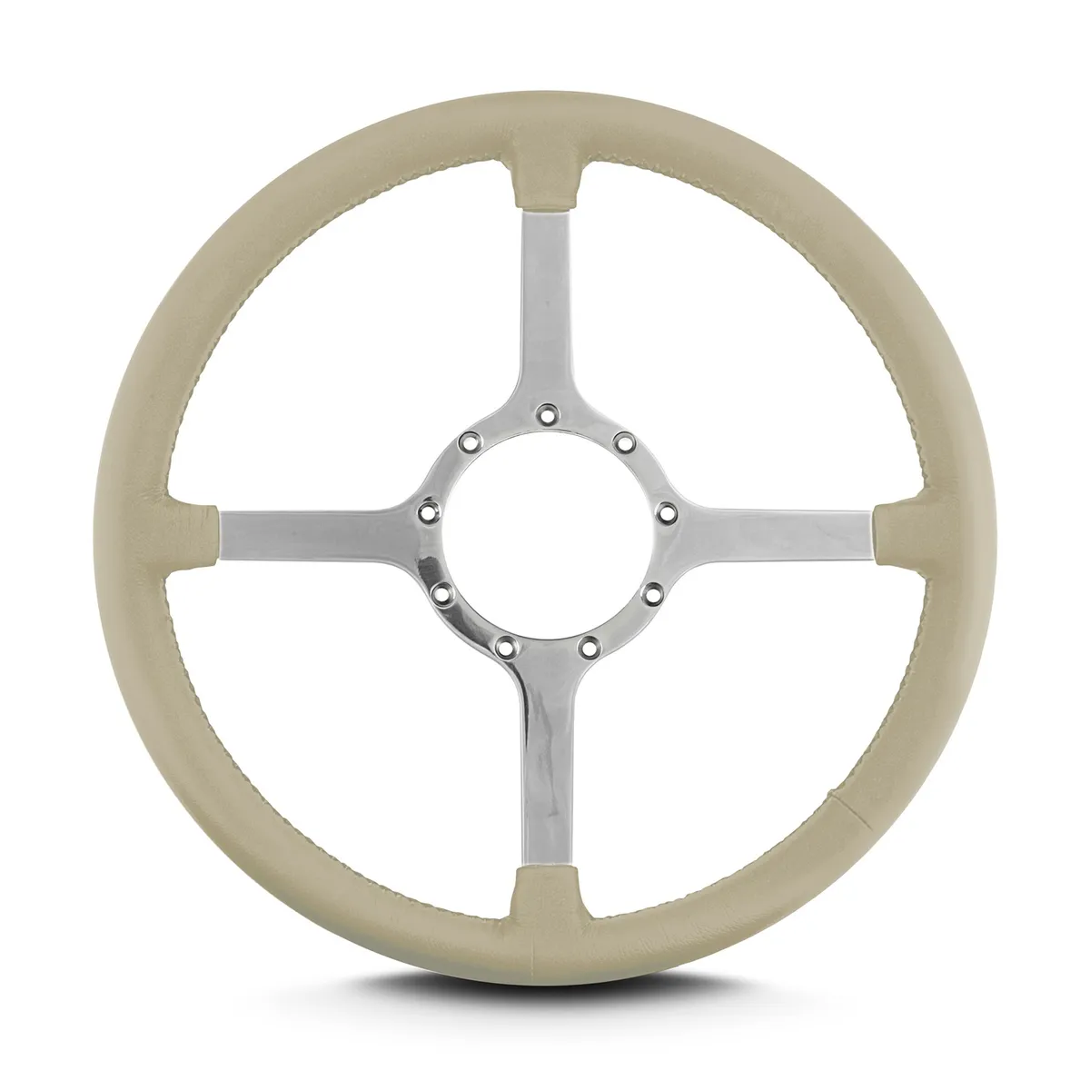 Lokar Lecarra Mark 4 Classic Steering Wheel; Bone; Polished Spokes; 15 in.;