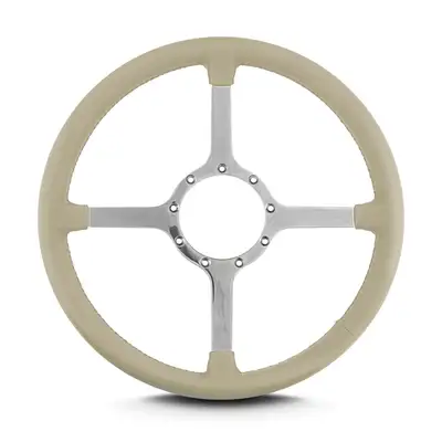 Lokar Lecarra Mark 4 Classic Steering Wheel; Bone; Polished Spokes; 15 in.;