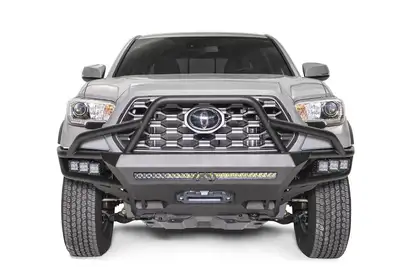 Fab Fours Vengeance Winch Front Bumper; w/High Pre-Runner Guard; 2 Stage Matte Black Powder Coat;