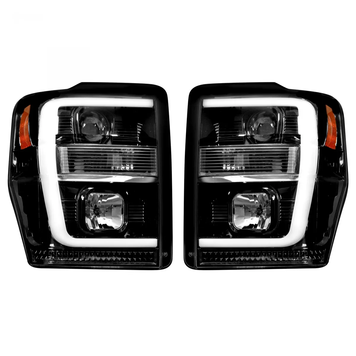 Ford Superduty 08-10 F250f350f450f550 Projector Headlights w Ultra High Power Smooth Oled Halos And DRL - Smoked b product image