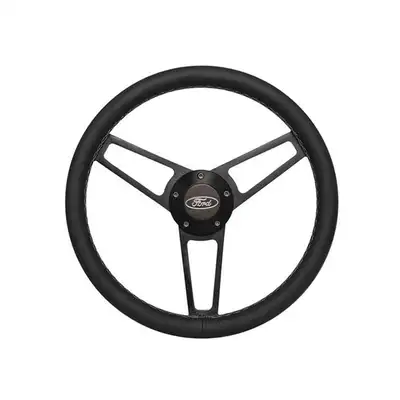 Grant Billet Series Leather Wheel and Installation Kit; Ford Logo; Includes Billet Steering Wheel/OEM Center Cap/Install Kit PN[5249] Black;