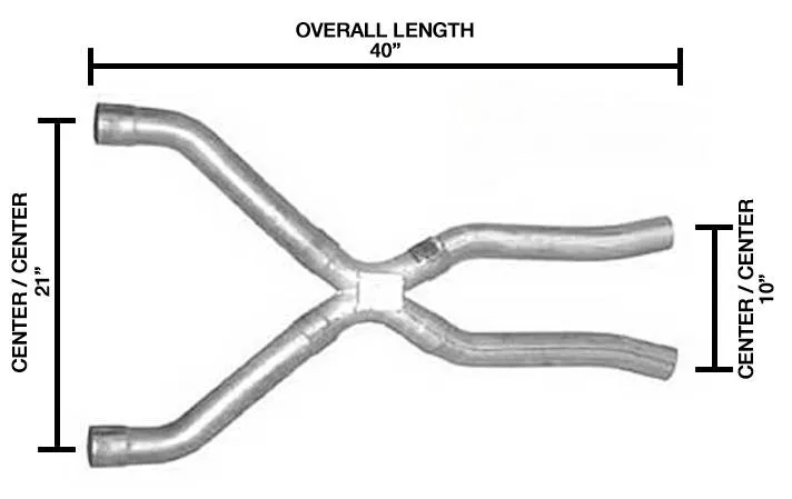 Exhaust X-Pipe Kit Intermediate Pipe 2.5 in Crossover Incl Special Angled Rear Legs Natural 409 Stainless Steel Pypes Exhaust product image