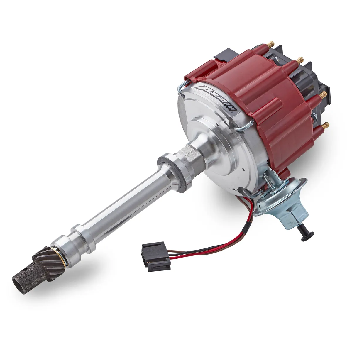 HEI Distributor Racing Type w/Vac-Adv Red Cap Polished For Chevy V8 Engines Proform product image