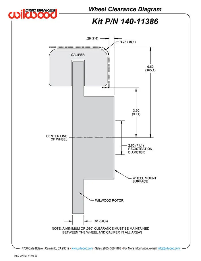 Wilwood FDP-LP 11.00in P-Brake Kit - Red MoparDana 2.50in Off wSnap Ring Brng product image