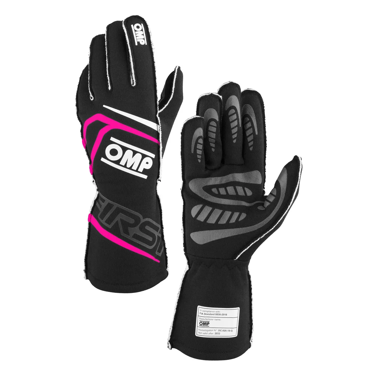 OMP Racing INC First Gloves Fia 8856-20 18 My2025 Black / Fuchsi