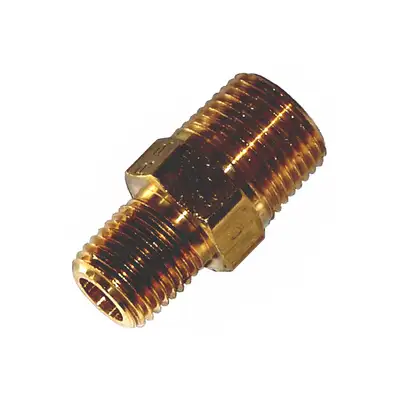 Kleinn Automotive Accessories Hex Male Nipple Adapter; 3/8 in. M NPT To 1/4 in. M NPT; Brass;