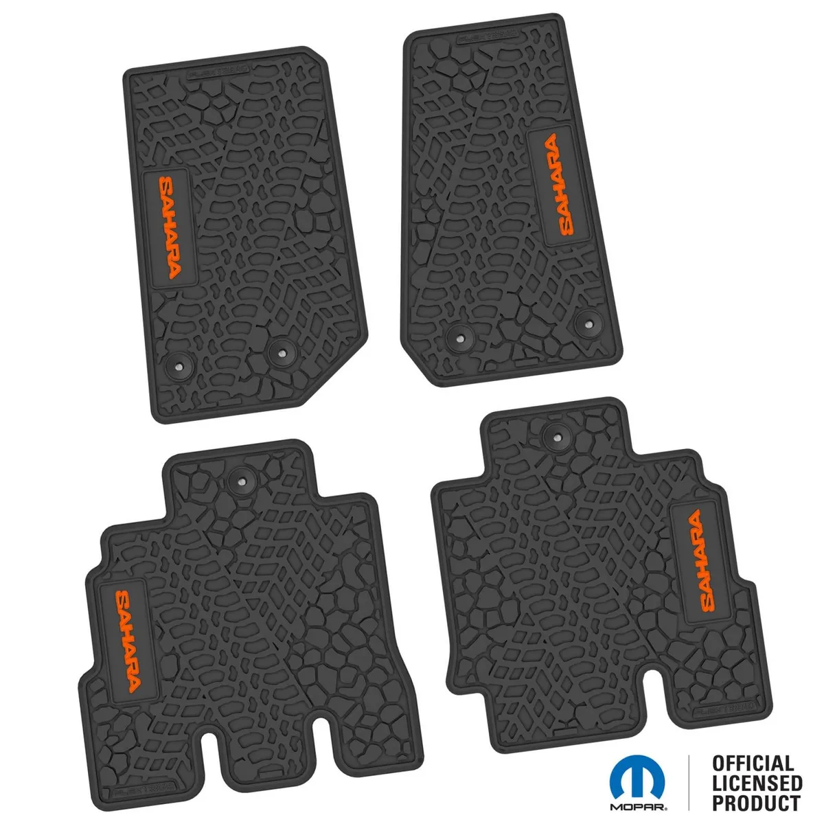 14-18 Jeep JKU 4 Dr Front and Rear -Tire Tread/Scorched Earth Scene w/ Sahara Insert - Black w/ Tan Insert product image