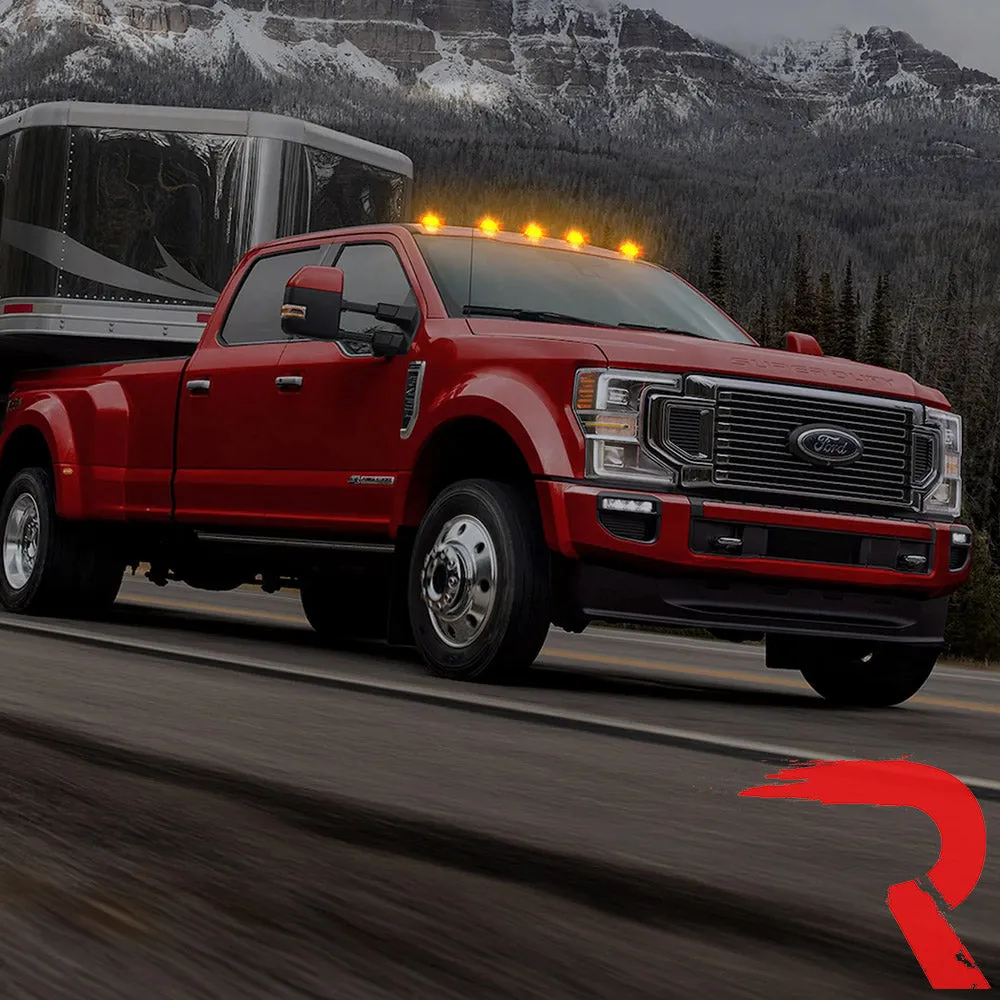 Ford 17-23 Superduty 5-Piece Set Clear Cab Roof Light Lens With 2-Way Forward Rear Facing White Ultra High-Power Leds - Attn This Cab Light Set is For a Fresh Install on a Truck That Did Not Come With OEM Cab Roof Lights no Square Hole Required - on product image