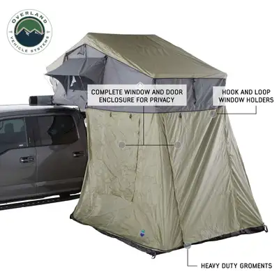 Overland Vehicle Systems Overland Vehicle Systems Nomadic 2 Roof Top Tent Annex Green Base with Black Floor & Travel Cover