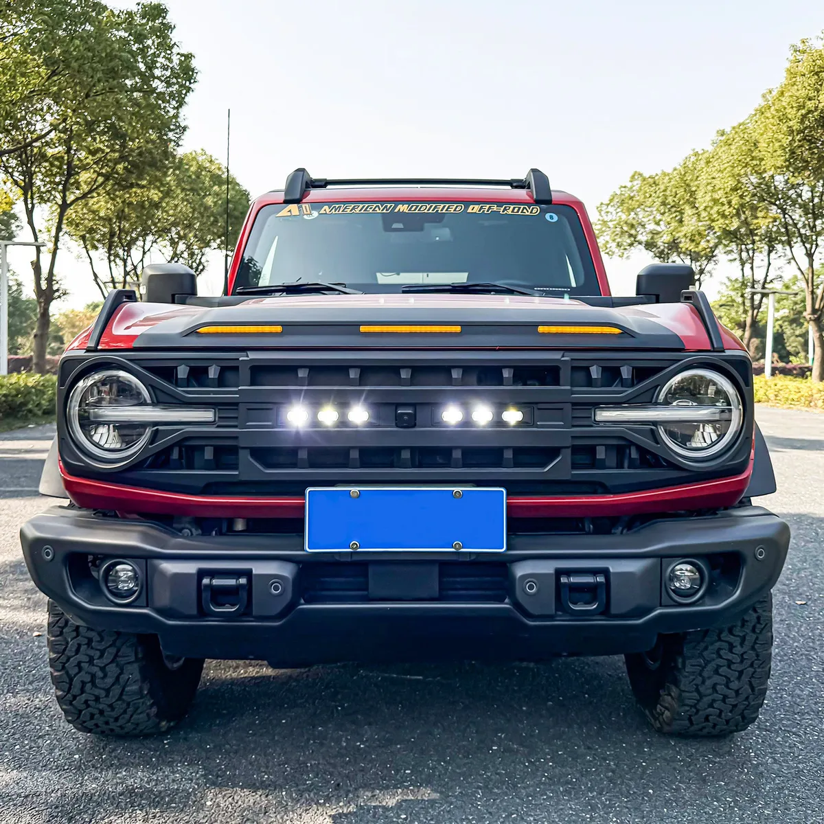 Armor Grille W/ Off-Road Lights & Camera Bracket - Matte Black For 21+ Ford Bronco product image