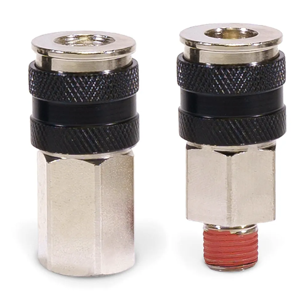 "3/8"" NPT - (M) Automatic Coupler - Steel / Nickel Plated w/ black sleeve & No Logo-10pc" product image